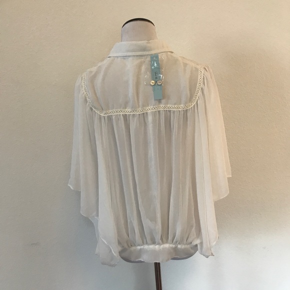 New w/Tags DO & BE SHEER WHITE BLOUSE - Picture 4 of 7